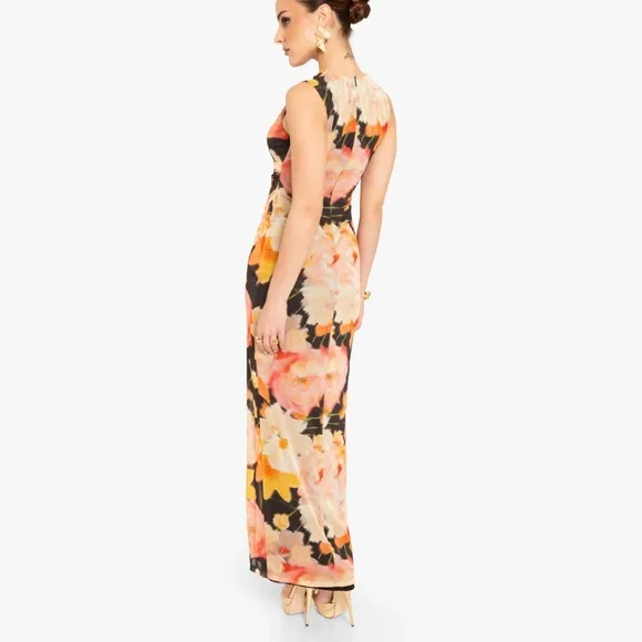 NWT!!!! Black Halo Eve Floral Mesh Gown