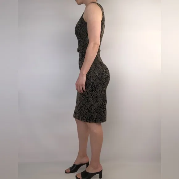NWT Cache Luxe Textured Sheath Mini Dress Gold Black Size 6