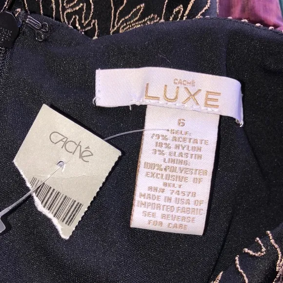 NWT Cache Luxe Textured Sheath Mini Dress Gold Black Size 6