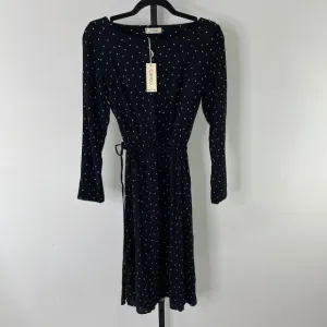 NWT Cameo Women's Black Star Boat Neck Long Sleeves Rayon Midi Dress Size XS