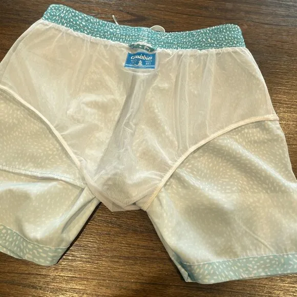 NWT Chubbies Men's S The Whale Sharks 5.5&quot; Classic Swim Trunk Blue Stripe Spots