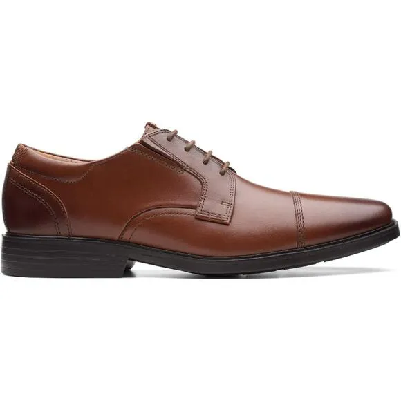 NWT Clarks Men's Clarkslite Cap Oxford Shoes, Tan Leather, 7