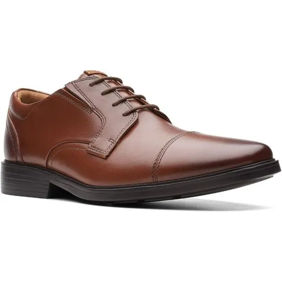 NWT Clarks Men's Clarkslite Cap Oxford Shoes, Tan Leather, 7