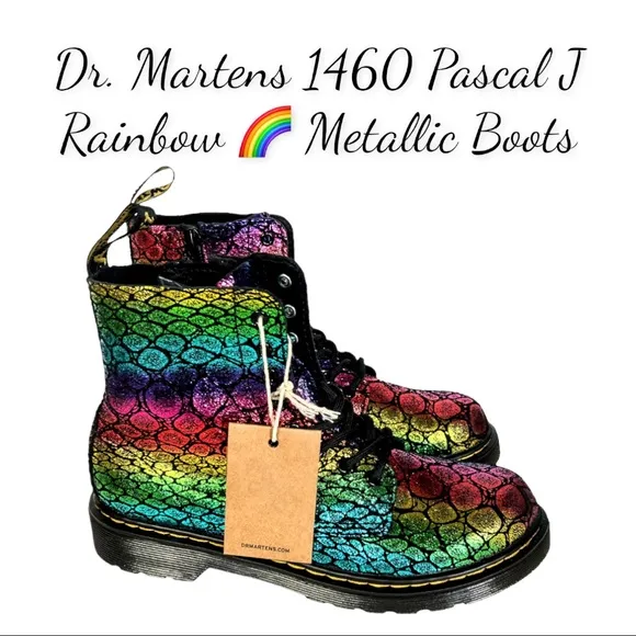NWT Dr. Martens 1460 Pascal J Womens Rainbow 🌈 Metallic Boots