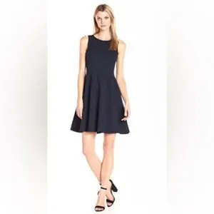 NWT Eliza J Navy Blue Seamed Fit &amp; Flare Dress Size 14