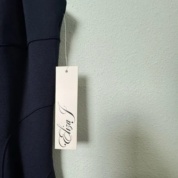 NWT Eliza J Navy Blue Seamed Fit &amp; Flare Dress Size 14