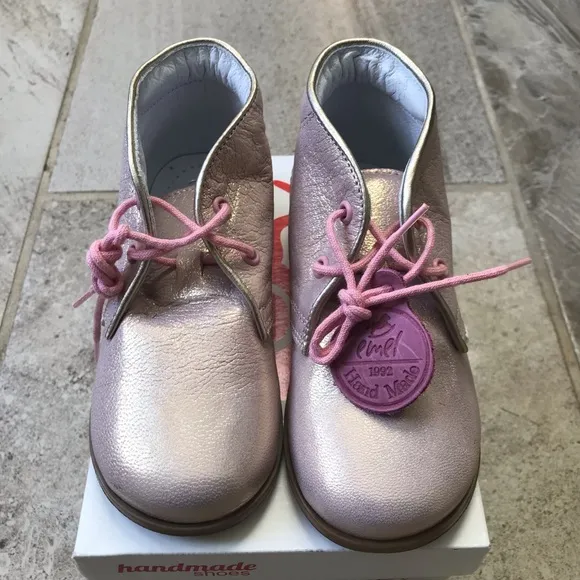 NWT Emel, metallic pink European toddler boots. Size 25 EU/ 8 US.