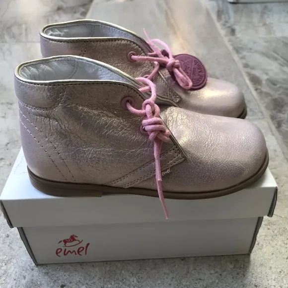 NWT Emel, metallic pink European toddler boots. Size 25 EU/ 8 US.