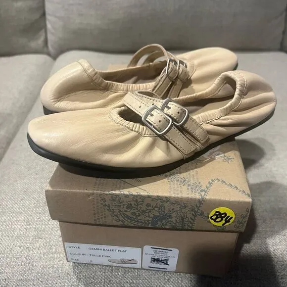 NWT free people women's Gemini ballet flats in tulle pink size 6
