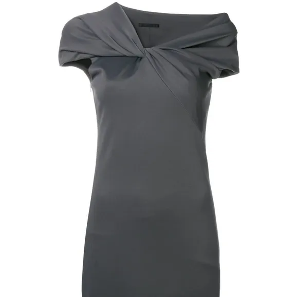 NWT Helmut Lang Carbon Gray Twist Rib Knit Dress M