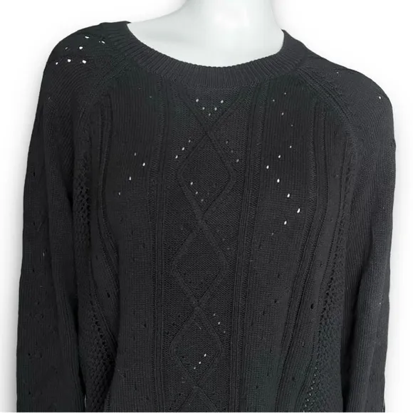 NWT J. CREW Crewneck Cable Pointelle Cotton Sweater Preppy Coastal Quiet Luxury