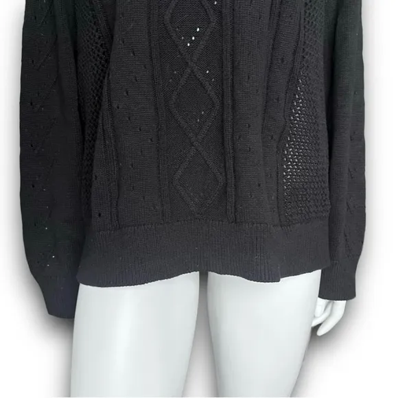 NWT J. CREW Crewneck Cable Pointelle Cotton Sweater Preppy Coastal Quiet Luxury
