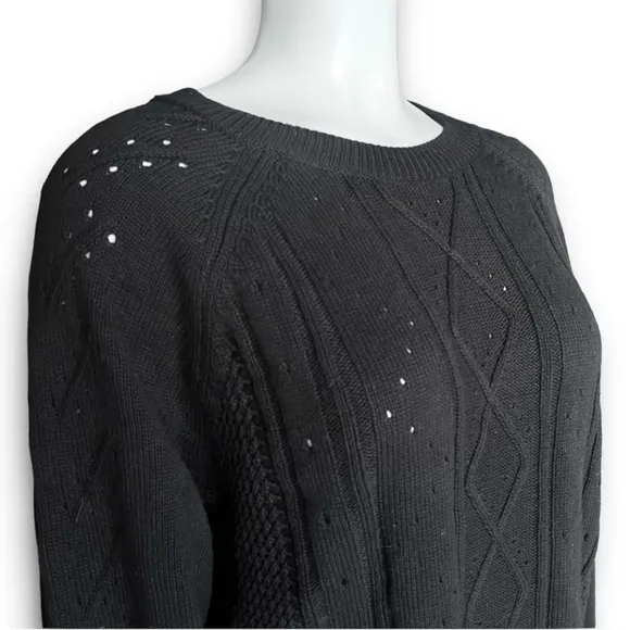 NWT J. CREW Crewneck Cable Pointelle Cotton Sweater Preppy Coastal Quiet Luxury