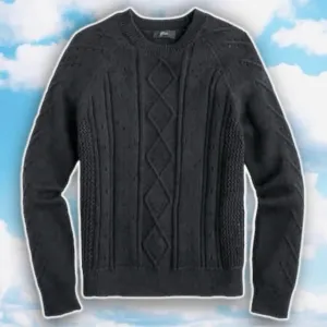 NWT J. CREW Crewneck Cable Pointelle Cotton Sweater Preppy Coastal Quiet Luxury