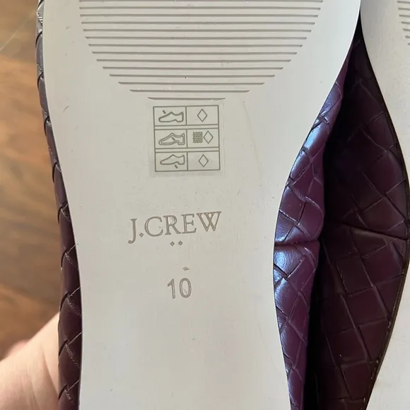 NWT J. Crew Woven square-toe ballet flats in Cabernet Rouge Size 10