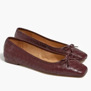 NWT J. Crew Woven square-toe ballet flats in Cabernet Rouge Size 10