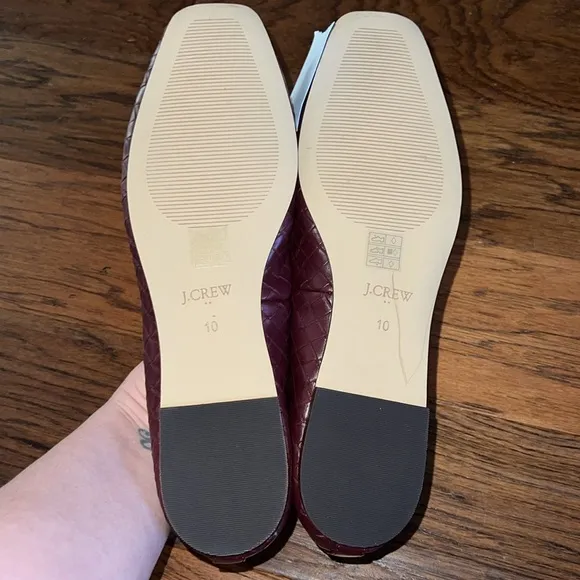 NWT J. Crew Woven square-toe ballet flats in Cabernet Rouge Size 10