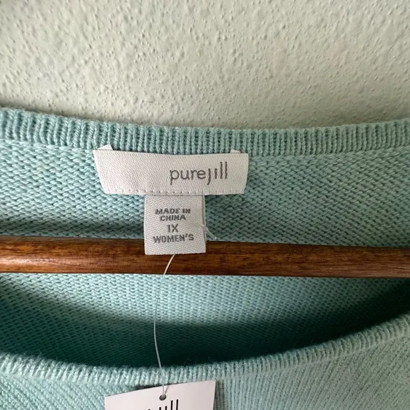 NWT J.Jill Pure Jill Boat Neck Wool Blend Sweater Tunic in lucite light blue 1X