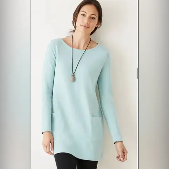 NWT J.Jill Pure Jill Boat Neck Wool Blend Sweater Tunic in lucite light blue 1X