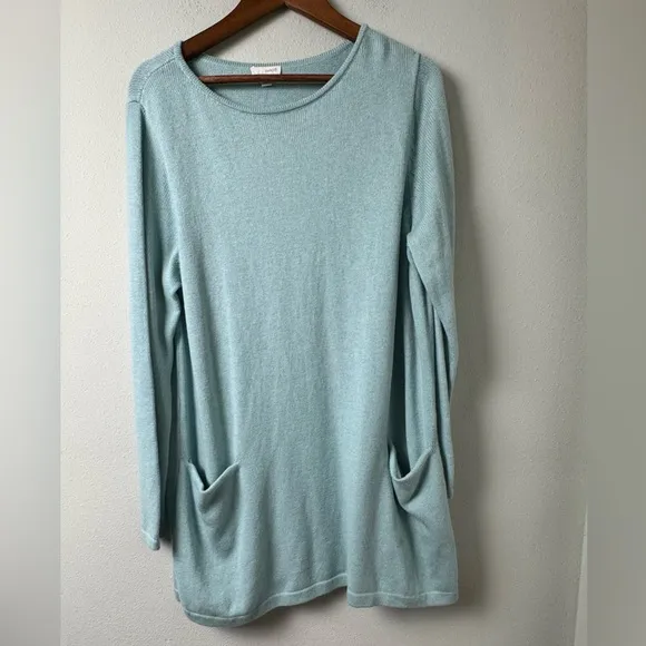 NWT J.Jill Pure Jill Boat Neck Wool Blend Sweater Tunic in lucite light blue 1X