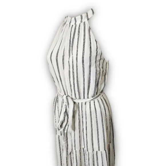 NWT L’AGENCE Striped Sleeveless Halter Neck Tie Waist Tiered Skirt Maxi Dress XS