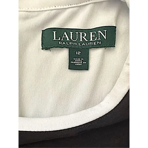 NWT Lauren Ralph Lauren Two-Tone Flare Stretch Midi Dress - Size 12  ***Item: 04