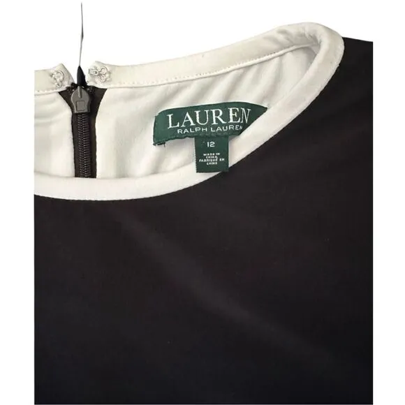 NWT Lauren Ralph Lauren Two-Tone Flare Stretch Midi Dress - Size 12  ***Item: 04
