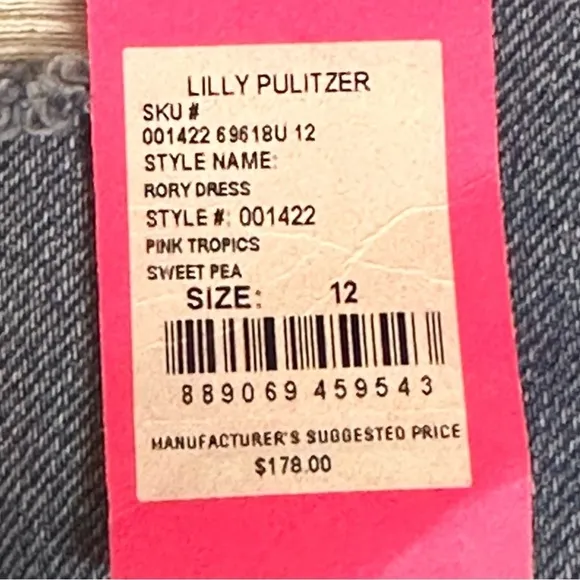 NWT Lilly Pulitzer Rory Dress, Pink Tropics Sweet Pea size 12
