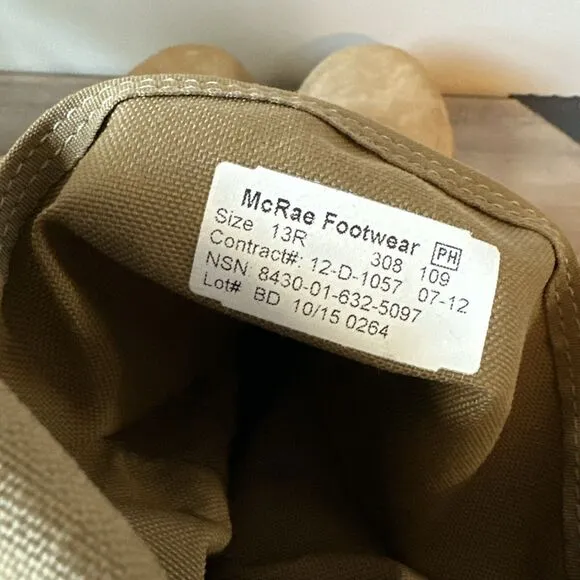 NWT McRae Footwear Boots 13R Suede LeatherCombat Boots Coyote Brown Tan