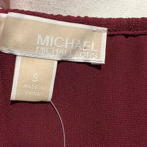 NWT Michael Kors Merlot Color Shift Dress with Bell Sleeves, Size Small