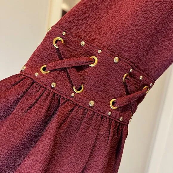 NWT Michael Kors Merlot Color Shift Dress with Bell Sleeves, Size Small
