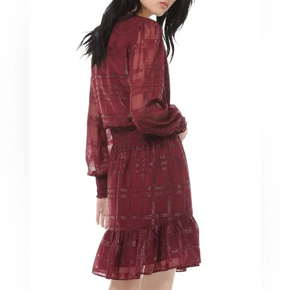 NWT MICHAEL MICHAEL KORS Plaid Ruffled Jacquard Mini Dress