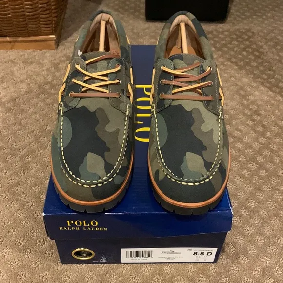 NWT NIB Men’s Polo Ralph Lauren Ranger Deck” Camo Suede Loafer Size 8.5