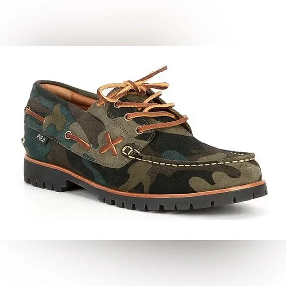 NWT NIB Men’s Polo Ralph Lauren Ranger Deck” Camo Suede Loafer Size 8.5