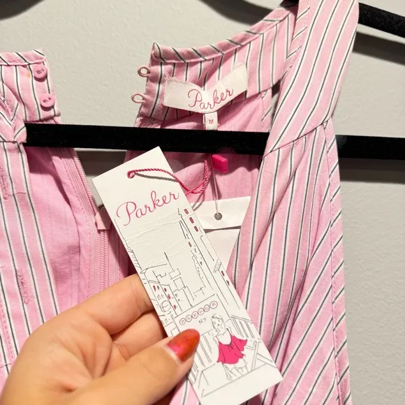 NWT Parker Pink Pinstripe Tie Front Dress