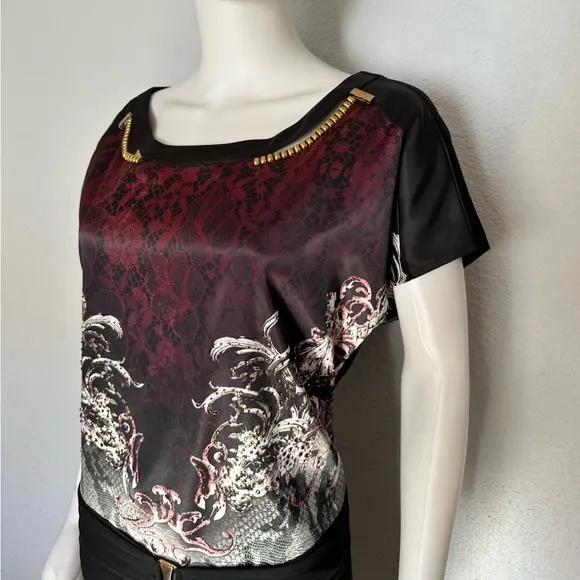 NWT POLEN POE PLUS SIZE SATIN‎ DRESS RAGLAN SHORT SLEEVES KNEE-LENGTH UNLINED