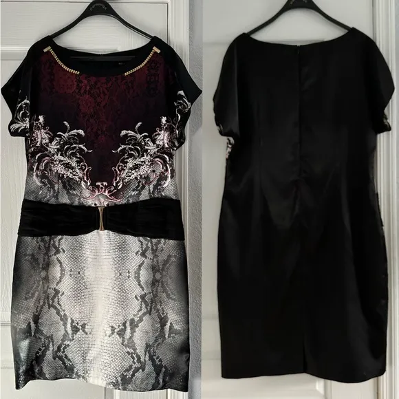 NWT POLEN POE PLUS SIZE SATIN‎ DRESS RAGLAN SHORT SLEEVES KNEE-LENGTH UNLINED