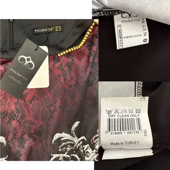 NWT POLEN POE PLUS SIZE SATIN‎ DRESS RAGLAN SHORT SLEEVES KNEE-LENGTH UNLINED
