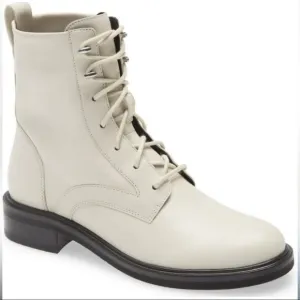 NWT Rag &amp; Bone Slayton Lace Up Leather Boots in Antique White Size 38