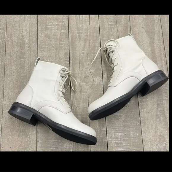 NWT Rag &amp; Bone Slayton Lace Up Leather Boots in Antique White Size 38