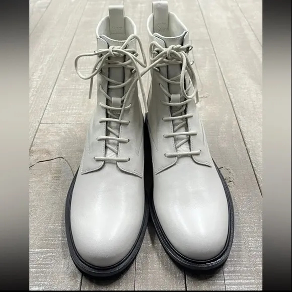 NWT Rag &amp; Bone Slayton Lace Up Leather Boots in Antique White Size 38