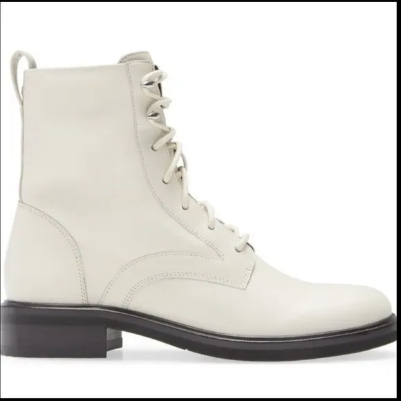 NWT Rag &amp; Bone Slayton Lace Up Leather Boots in Antique White Size 38