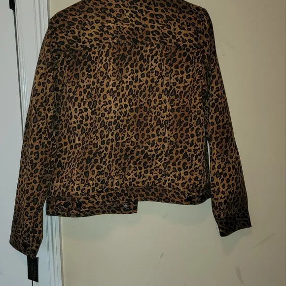 NWT Ralph Lauren Brown Leopard Denim Cotton Jacket Size L