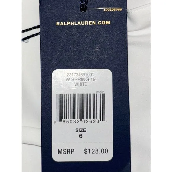 NWT Ralph Lauren Polo Golf Skirt Skort Size 6 White Attached Short Pockets $128