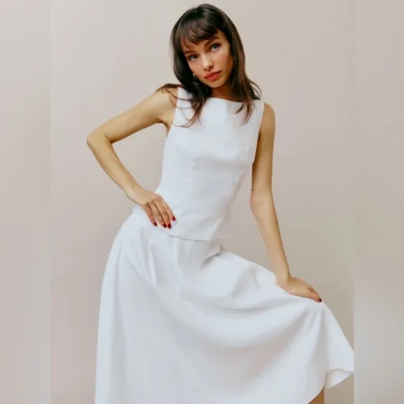 NWT Reformation Moya Linen Two Piece Set Skirt Top Anthropologie