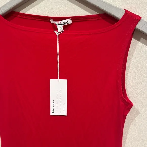 NWT Reformation Raine Sleeveless Knit Maxi Dress Jersey stretch red small