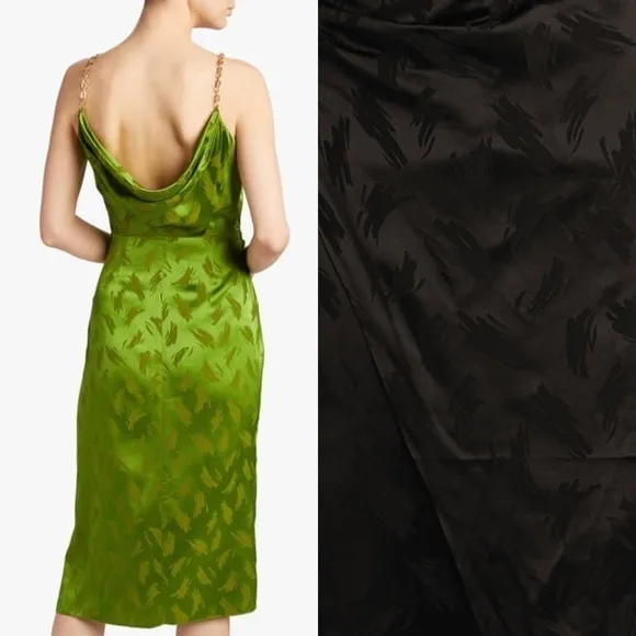 NWT RONNY KOBO Silk Satin Faux Wrap Sleeveless Chain Strap Leg Slit Dress XS