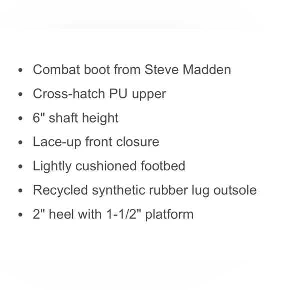 NWT- Steve Madden ‘Mansel’ Lug Sole Combat Boots