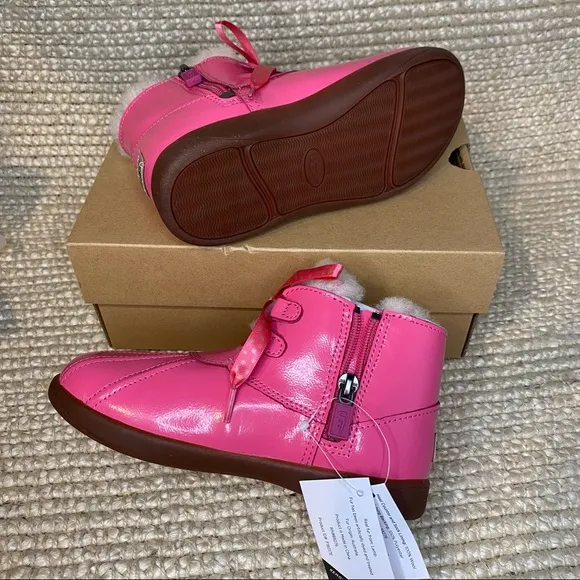 NWT UGG Diva Pink Payten Stars Patent Leather Boots size 12