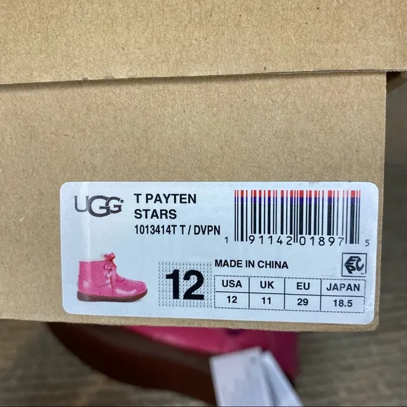 NWT UGG Diva Pink Payten Stars Patent Leather Boots size 12